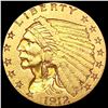 Image 1 : 1912 $2.50 Gold Quarter Eagle CLOSELY UNCIRCULATED