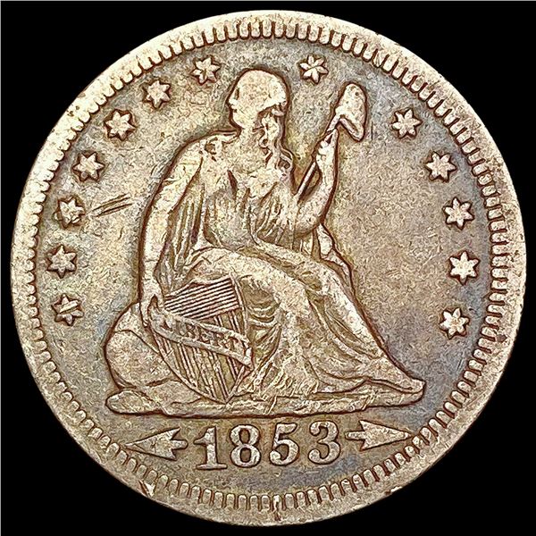 1853 Arrows Rays Seated Liberty Quarter NEARLY UNCIRCULATED