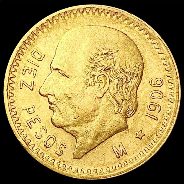 1906 Mexico Gold 10 Pesos 0.2411oz CHOICE AU