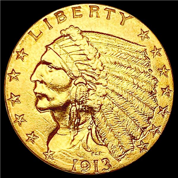 1913 $2.50 Gold Quarter Eagle CLOSELY UNCIRCULATED