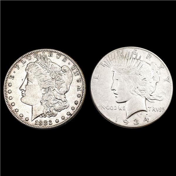 [2] 1883-S&1934-S U.S. Silver Dollars CLOSELY UNCIRCULATED