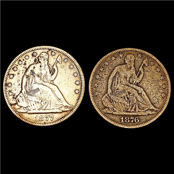 [2] 1876&1877-S Seated Liberty Half Dollar NEARLY UNCIRCULATED