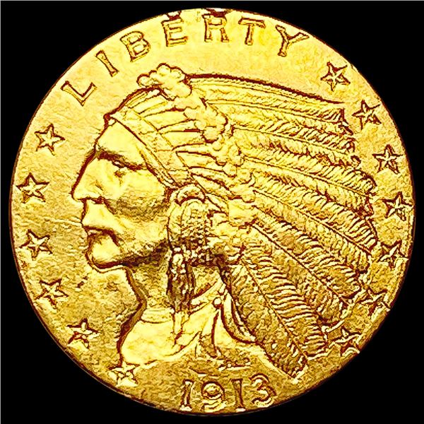 1913 $2.50 Gold Quarter Eagle CLOSELY UNCIRCULATED