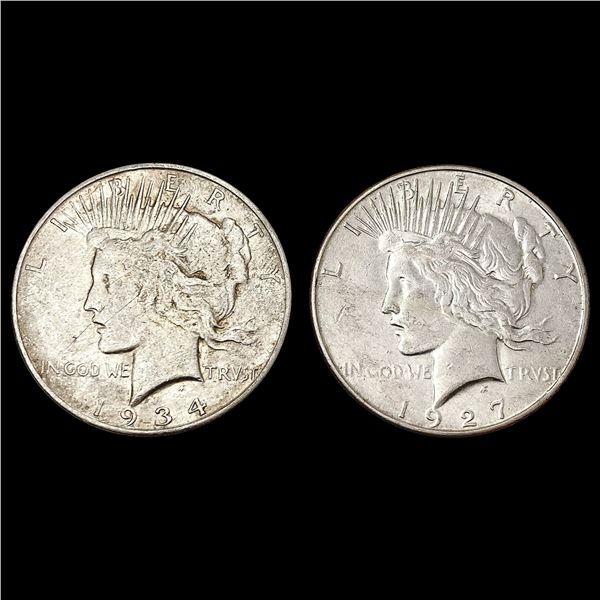 [2] 1927-S&1934-D Silver Peace Dollar UNCIRCULATED