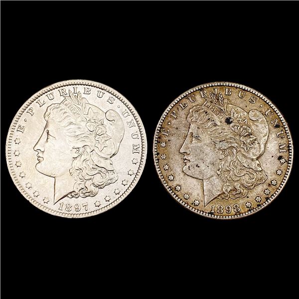 [2] 1897-O&1898-S Morgan Silver Dollar CLOSELY UNCIRCULATED