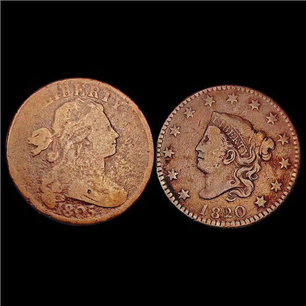 [2] 1805&1820/19 Varied Large Cents LIGHTLY CIRCULATED