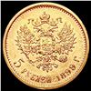 Image 2 : 1899 .1245oz Gold Russia 5 Roubles UNCIRCULATED