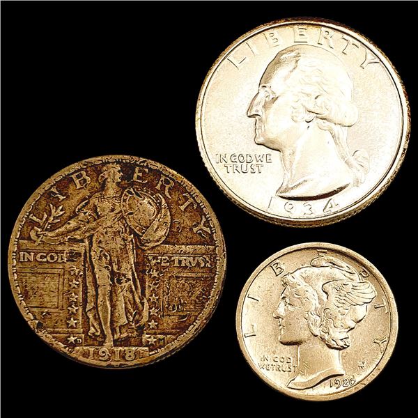 [3] 1918-D-1934 Varied U.S. Silver Coinage HIGH GRADE