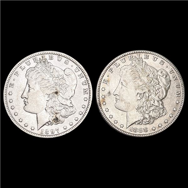 [2] 1888-S&1897-O Morgan Silver Dollar CLOSELY UNCIRCULATED