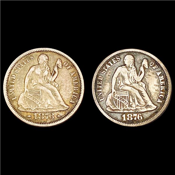 [2] 1873&1876-CC Seated Liberty Dime LIGHTLY CIRCULATED