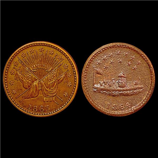 1863-1864 Civil War Token Lot [2 Coins] HIGH GRADE