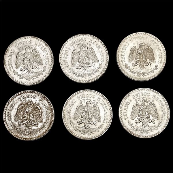 1932-1944 Mexico Silver 1 Pesos Lot [6 Coins] UNCIRCULATED