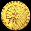 Image 1 : 1913 $2.50 Gold Quarter Eagle CHOICE AU