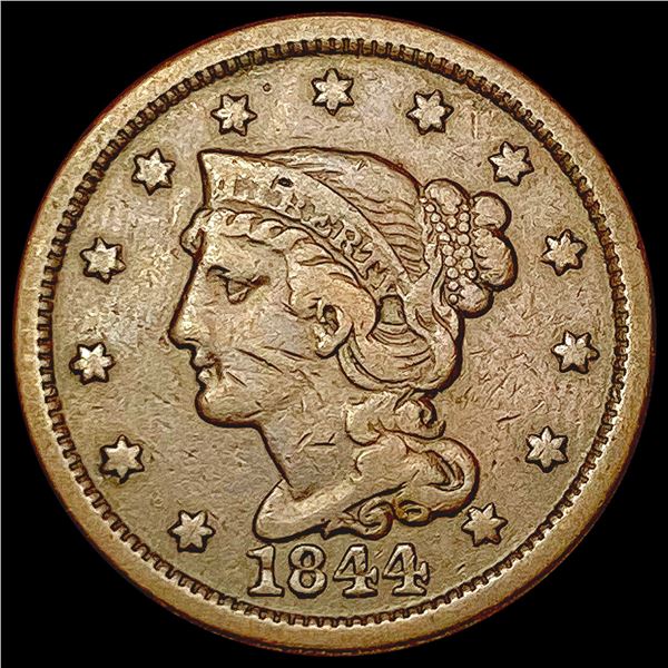 1844 Braided Hair Large Cent NEARLY UNCIRCULATED