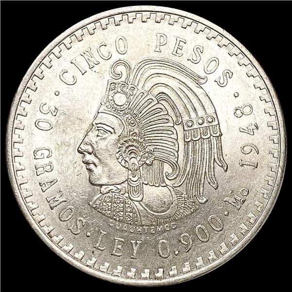 1948 Mexico Silver 5 Pesos UNCIRCULATED
