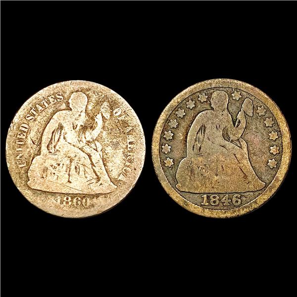 1846-1860 Seated Liberty Dimes [2 Coins] HIGH GRADE