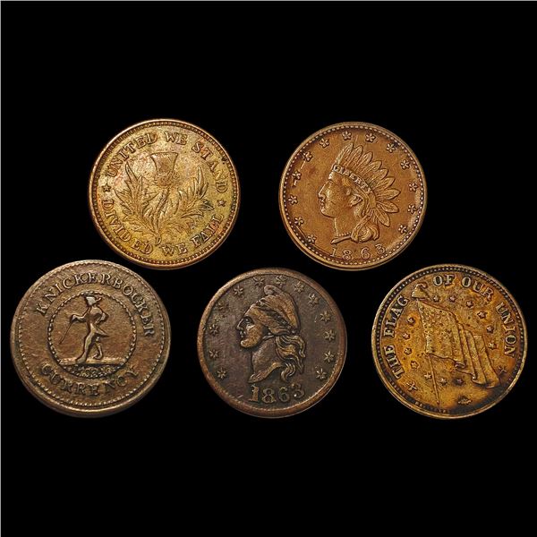 1863 Civil War Tokens Lot [5 Coins] HIGH GRADE