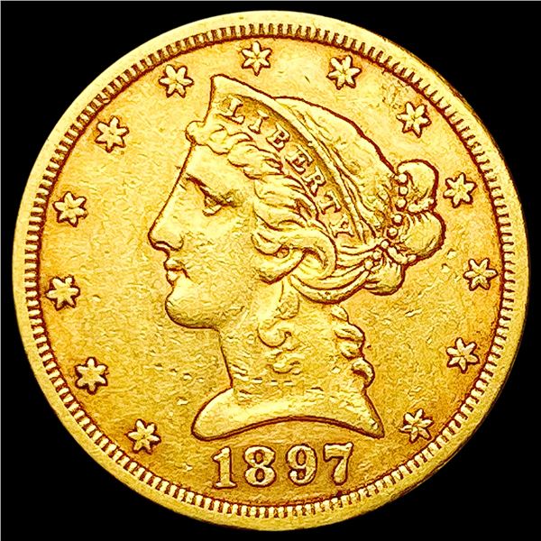 1897 S $5 Gold Half Eagle CLOSELY UNCIRCULATED