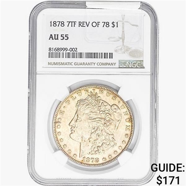 1878 REV78 Morgan Silver Dollar NGC AU55