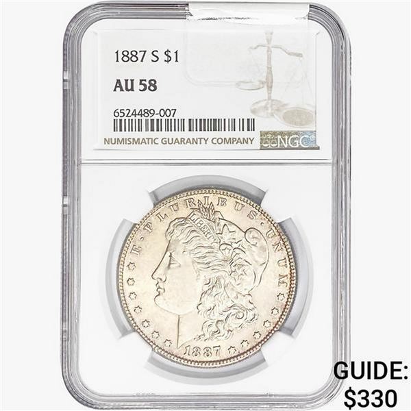 1887-S Morgan Silver Dollar NGC AU58