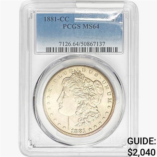 1881-CC Morgan Silver Dollar PCGS MS64
