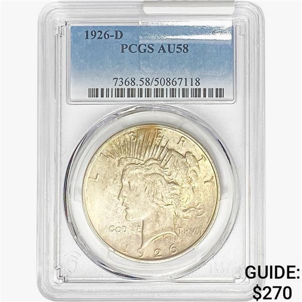 1926-D Silver Peace Dollar PCGS AU58