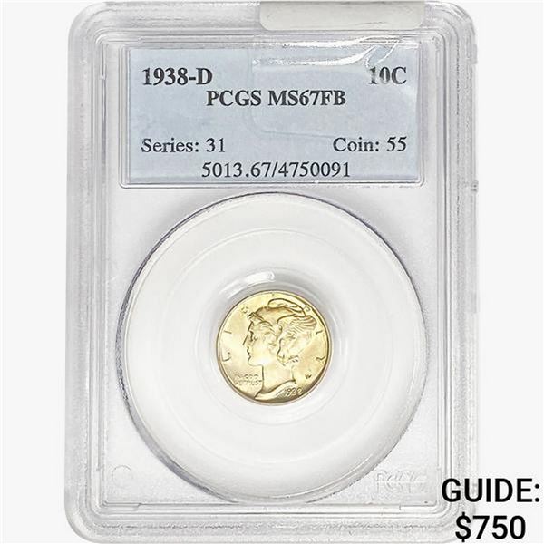 1938-D Mercury Silver Dime PCGS MS67 FB