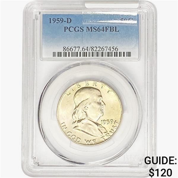 1959-D Franklin Half Dollar PCGS MS64 FBL