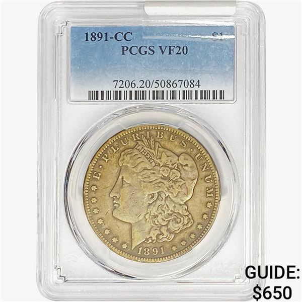 1891-CC Morgan Silver Dollar PCGS VF20