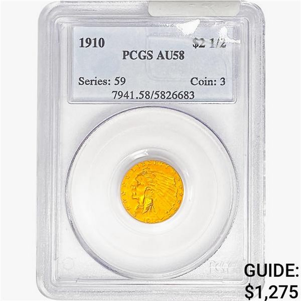 1910 $2.50 Gold Quarter Eagle PCGS AU58