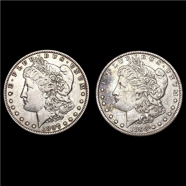 1897-1898 [2] Morgan Silver Dollar NEARLY UNCIRCULATED