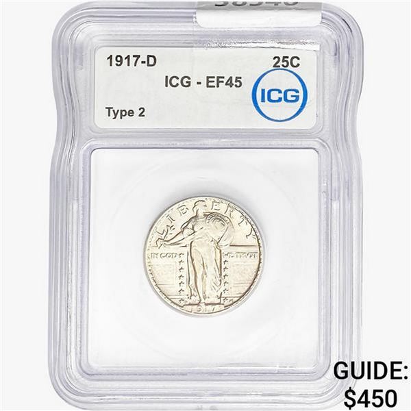 1917-D Standing Liberty Quarter ICG EF45 Type 2
