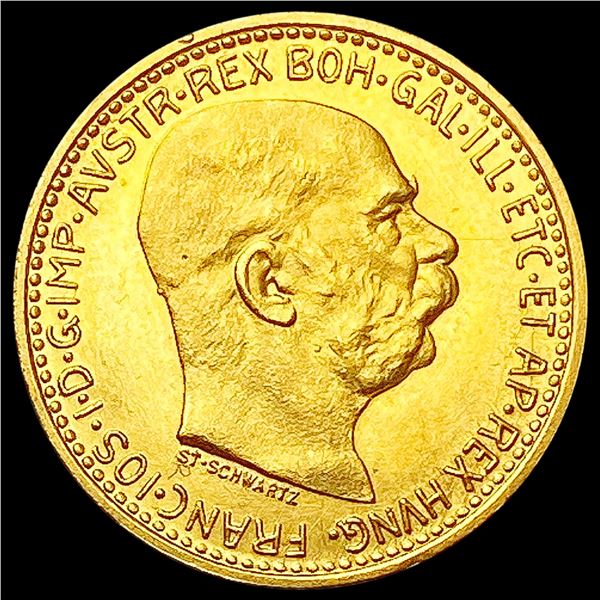 1912 Austria 10 Corona (.098 agw)  UNCIRCULATED