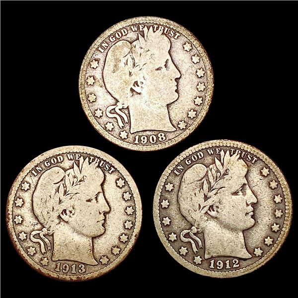 1908-1912 [3] Barber Quarter NICELY CIRCULATED