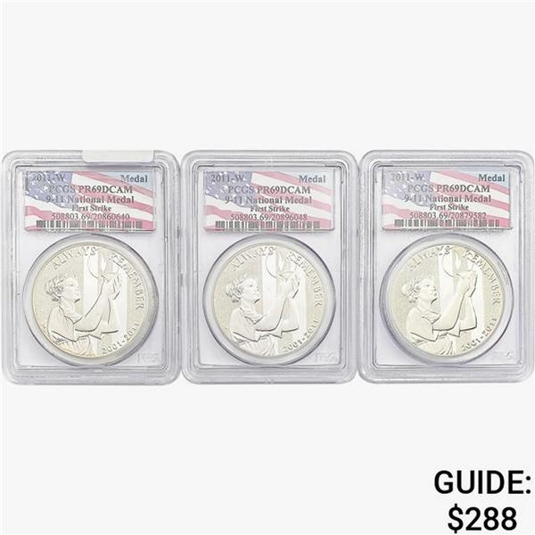 [3]2011-W 1oz Silver 9-11 Medal PCGS PR69 DCAM