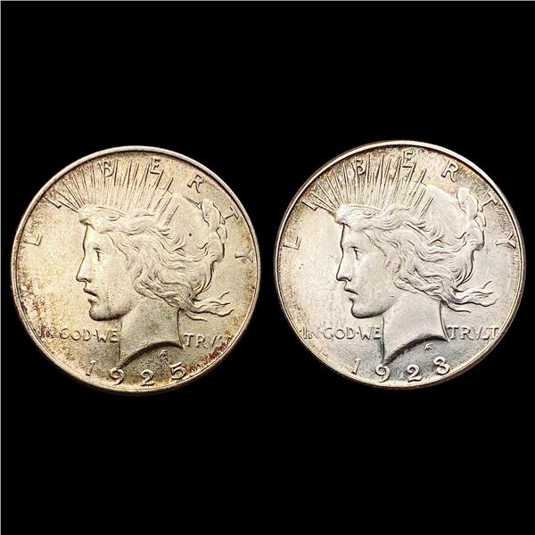 1923-1925 [2] Silver Peace Dollar UNCIRCULATED