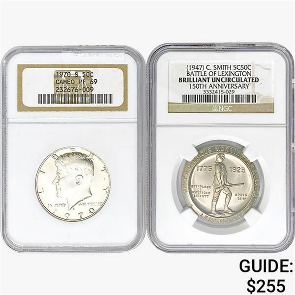 [2] Varied US Silver Coinage NGC PF/BU [1947, 1970-S]