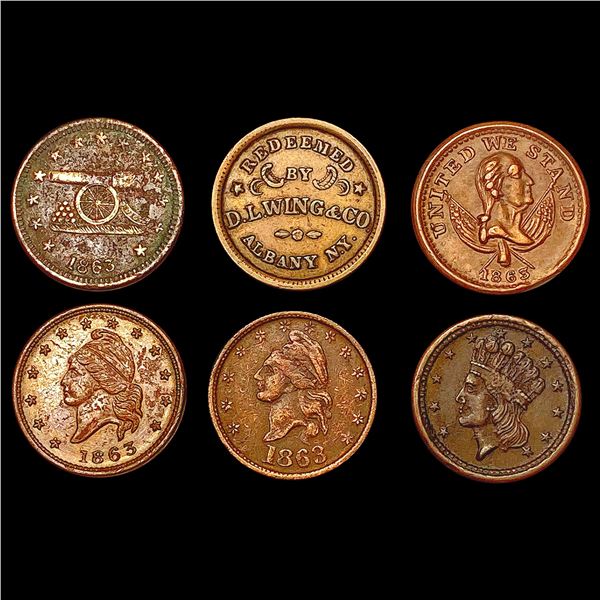 1863 [6] Civil War Token Lot HIGH GRADE