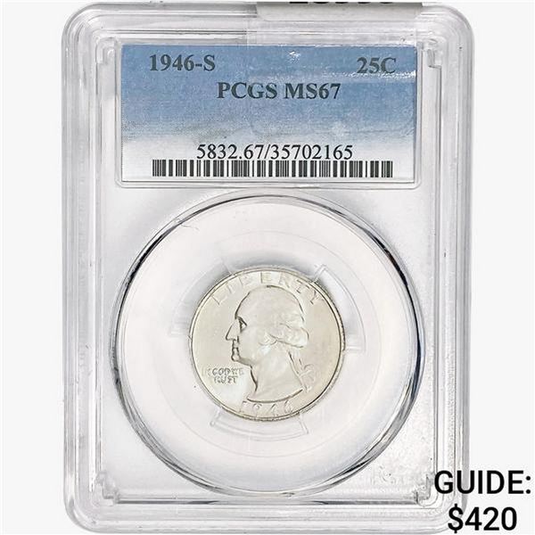 1946-S Washington Silver Quarter PCGS MS67