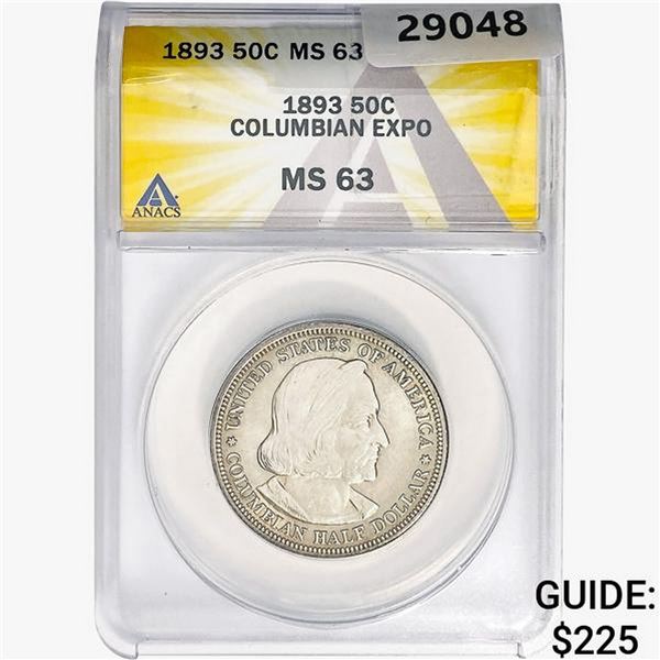 1893 Columbia Half Dollar ANACS MS63