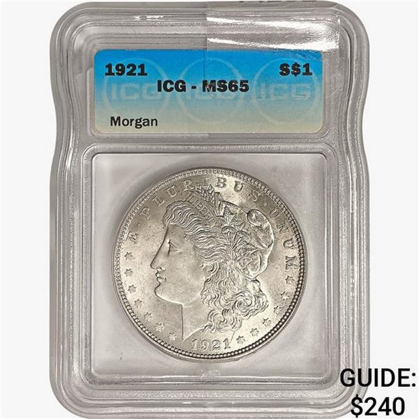 1921 Morgan Silver Dollar ICG MS65