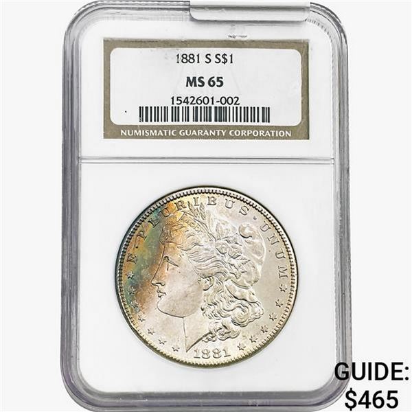1881-S Morgan Silver Dollar NGC MS65