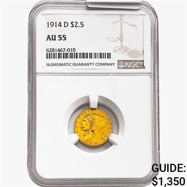 1914-D $2.50 Gold Quarter Eagle NGC AU55