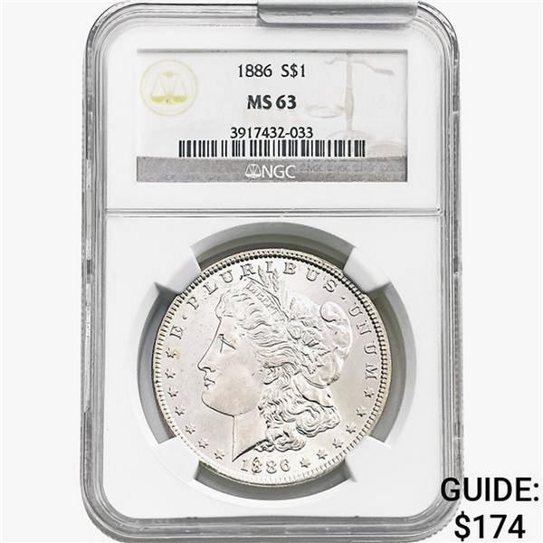 1886 Morgan Silver Dollar NGC MS63