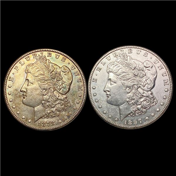 [2] 1878-S&1897-S Morgan Silver Dollar CLOSELY UNCIRCULATED