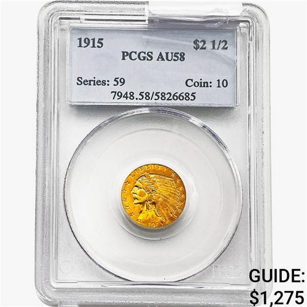 1915 $2.50 Gold Quarter Eagle PCGS AU58