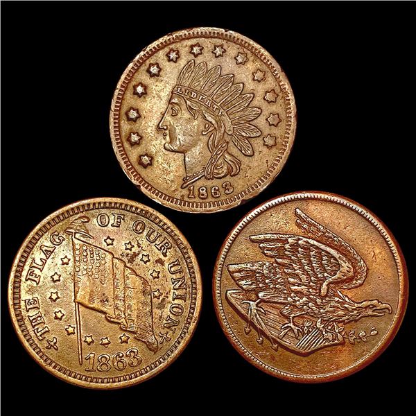[3] 1863 Varied U.S. Tokens HIGH GRADE