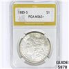 1885-S Morgan Silver Dollar PGA MS63+