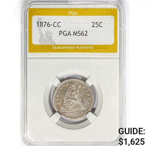 1876-CC Seated Liberty Quarter PGA MS62