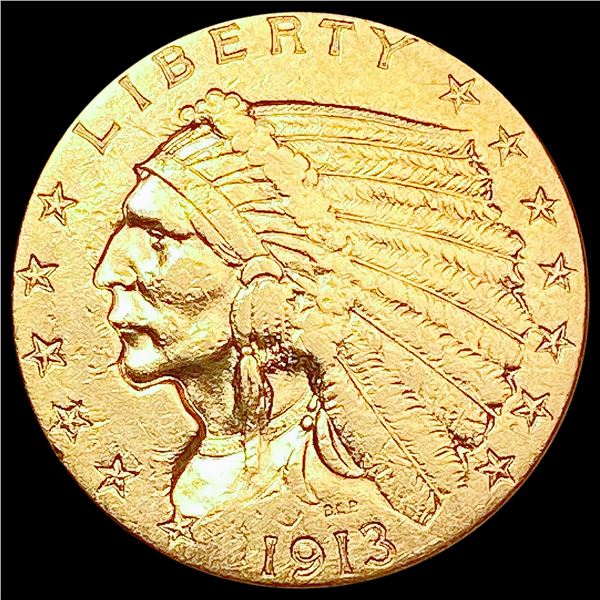 1913 $2.50 Gold Quarter Eagle CLOSELY UNCIRCULATED